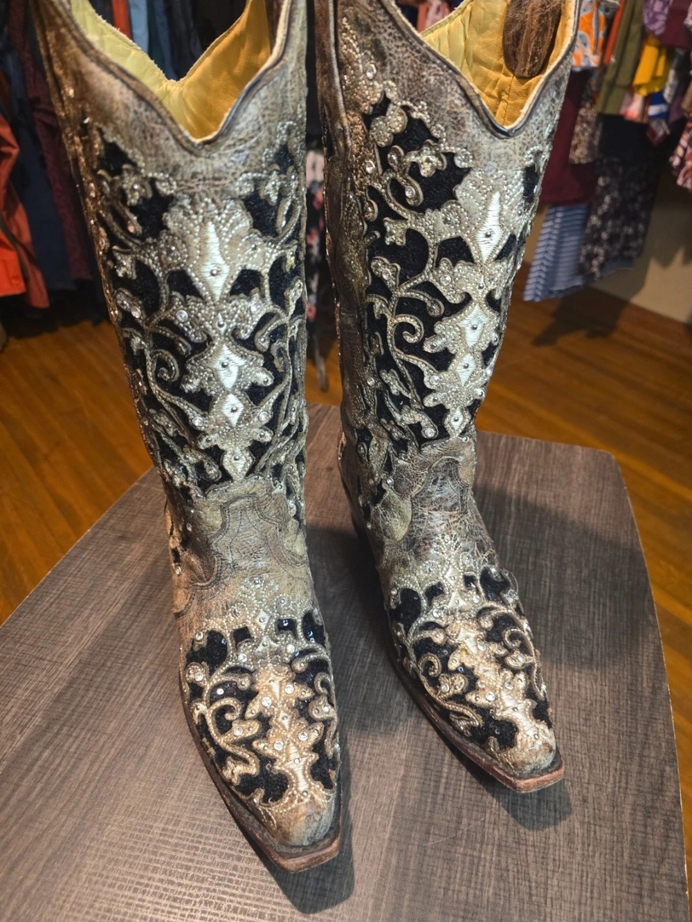 Corral, Black and Gray Ladies Cowboy Boots, Western, Sz 9